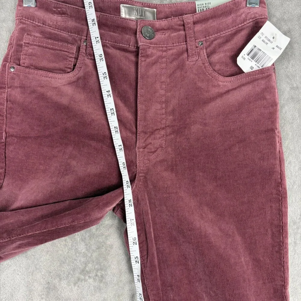 KUT From The Kloth Rachael Fab Ab Mom Jean Womens 00 Burgundy Corduroy High Rise